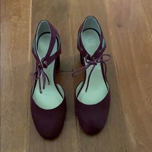 Burgundy block heel. Worn twice